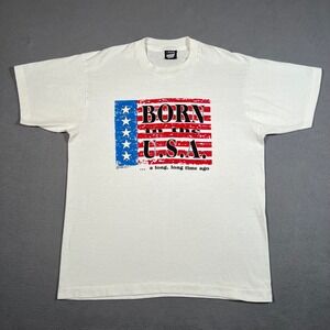 VTG Born In The USA A Long Long‎ Time Ago T-Shirt L Single Stitch Screen Stars